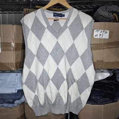Мужской хлопковый свитер жилет для гольфа Polo Ralph Lauren размер XL серый Argyle - Изображение 1 из 4