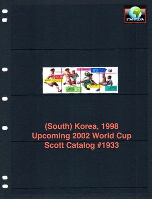 $4.00 Scott Value - 1998 Copa do Mundo da Coreia na Coréia e Japão CV MNH NH UMM - Imagem 1 de 4
