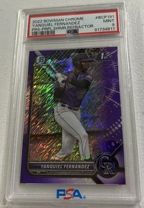 2022 BOWMAN CHROME 1st #BCP191 YANQUIEL FERNANDEZ COLOR MATCH SHIMMER REF - Picture 1 of 2
