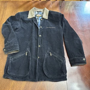 Vintage Harley Davidson schwarze Cordjacke Gr. XS Wildlederkragen Flanell gefüttert - Bild 1 von 18