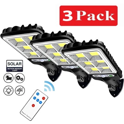 3PCS Outdoor Solar Wall Light LED Motion Sensor Bright Flood Street Lamp 3 Modes - Image 1 of 4