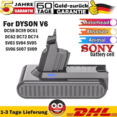 BONACELL 9000mAh 21.6V Akku für DYSON V6 Animal DC59 DC58 SV05 SV08 SV03 SV06 DC62 DE NEU