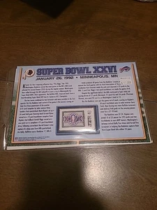 Superbowl XXVI Redkins 37 Bills 24 3 Stamp Set With 6x9" Card MS000216 - Picture 1 of 2