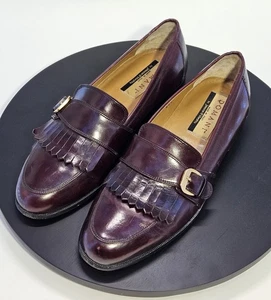 Mocasines Johnson & Murphy Domani con Hebilla para Hombre Talla 8M Cuero Borgoña Italia - Imagen 1 de 8