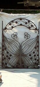 UNIQUE Custom Made Garden Gate Butterfly Dragonfly Solid Iron with Rusty Patina
