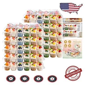 Premium 24 Count Stackable Clear Plastic Cupcake Containers - Holds 480 Cupcakes - Picture 1 of 9