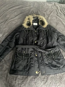 GELCo Black Fur Trim Jacket Size 14 - Picture 1 of 8