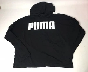 Puma cropped hoodie Pullover Sweatshirt Medium Women Black White - Picture 1 of 7