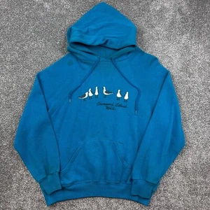 Vintage Seagulls Hoodie Mens Large Blue Sweatshirt Drummond Island MI Nature - Picture 1 of 7