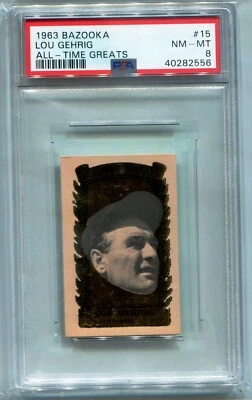 1963 Bazooka ATG GOLD #15 Lou Gehrig PSA 8  HOF - Image 1 of 2