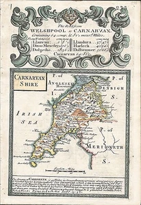 Antique map, Ogilby / Bowen, Carnarvanshire / Road from Welshpool to Carnarvan - Picture 1 of 2