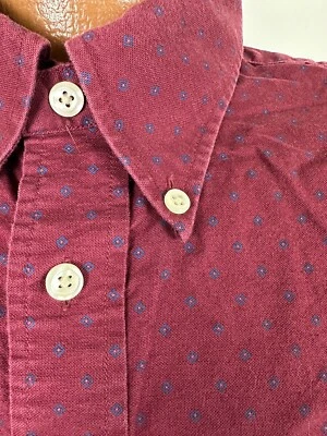 Brooks Brothers Regent Shirt Men Large Geometric Burgundy Long Sleeve Button Up - Image 1 of 4