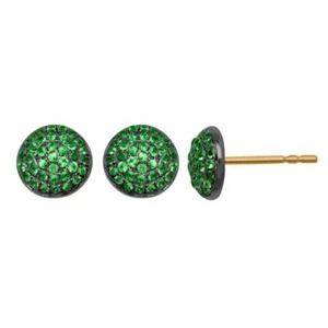 Pendientes de tachuelas redondas oxidadas de tsavorita verde de 0,421 quilates oro amarillo de 18 K - Imagen 1 de 3
