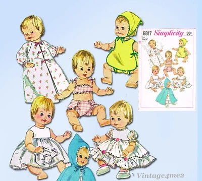 1960s Vintage Simplicity Sewing Pattern 6817 Uncut Ginny Baby 14in Doll Clothes - Image 1 of 4