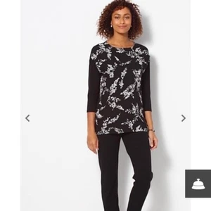 J Jill Wearever Medios Mixtos Top Negro DL Nuevo con Etiquetas XS 204951 - Imagen 1 de 3