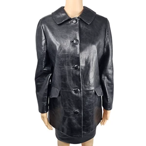 Prada Womens Black Leather Caban Jacket Size 38 RRP £4550 From The Runway - Picture 1 of 10