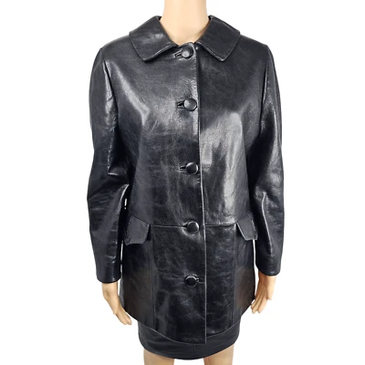 Prada Womens Black Leather Caban Jacket Size 38 RRP £4550 From The Runway - Image 1 of 4