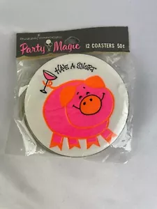 Paquete de 12 posavasos vintage Party Magic "Have a Snort" sellados, cerdo - Imagen 1 de 2