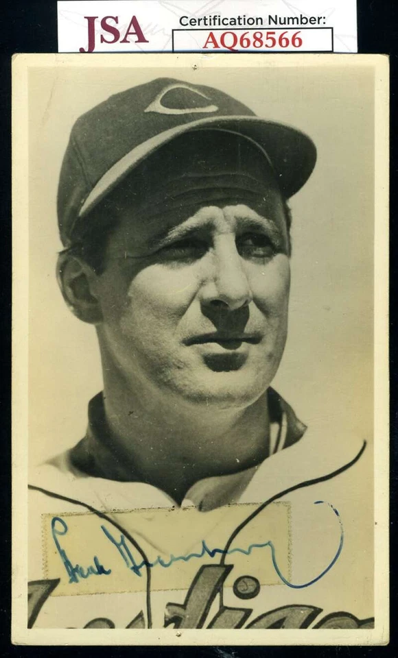 Hank Greenberg JSA Cert Signed  Vintage Photo Autograph Cleveland - Image 1 of 2