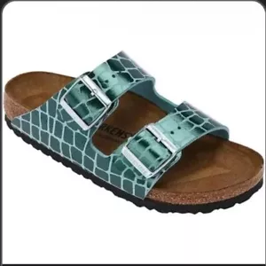 Sandalo Birkenstock Arizona donna nuovo con scatola Gator Gleam due cinghie OCEAN BREZZA taglia 38 - Foto 1 di 9