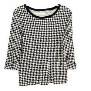 Crossroads Damen Oberteil S schwarz weiß Hahnentritt 3/4 Arm - Bild 1 von 4