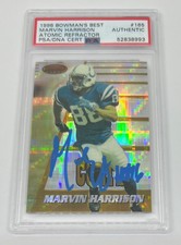 1996 Bowman's Best Atomic Refractor #165 Marvin Harrison Signed RC PSA DNA Auto