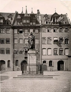 NURNBERG, ESTATUA DE ALBRECHT DURA Y ORIGINAL aprox. 1892 IMPRESIÓN DE ALBÚMINA SIN MONTAR - Imagen 1 de 2