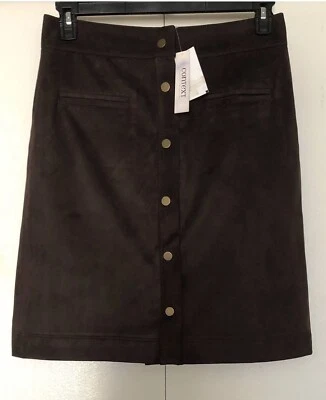 Context Skirt Size 6🌟New with Tags faux suede 🌟Tuck Buttons front - Image 1 of 4