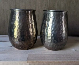 ✅ LOTTO DI 2 BICCHIERI / MIKASA MARTELLATI ARGENTO PLACCATO MOSCA MULO TUMBLER 12 oz - Foto 1 di 3
