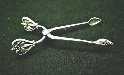 Silver Sugar Tongs Acorn Tip 1937 Helsinki Finland  22 g. 823H Silver Monogram - Image 1 of 4