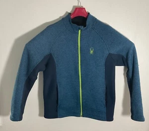 Spyder Boys Full-Zip Jacket Blue & Navy Warm Fleece Material Size M Stylish Outd - Picture 1 of 3