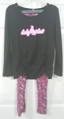 Baby Phat Negro Enrollado Niñas Rosa y Negro 2 piezas Talla 12/14 Foto 1 de 4