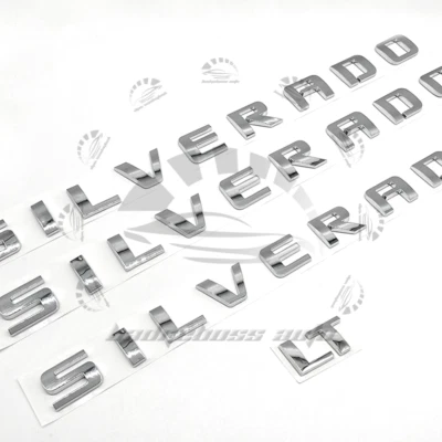 Chrome Front Rear Door Emblem Badge Tailgate Letters for Silverado 1500 2500 LT - Image 1 of 4