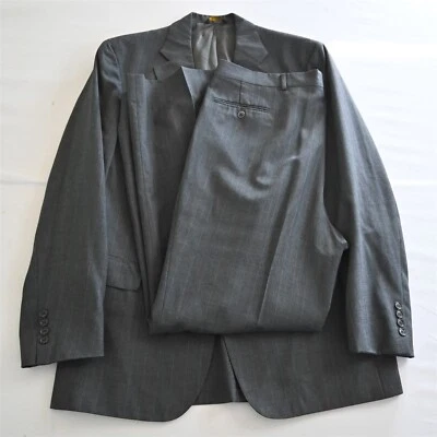 De Colección Hecho en EE. UU. 46L 38x32 Gris Rayas Lana Hombres Chaqueta Pantalones Traje Foto 1 de 4