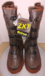 Lacrosse ZXT Boots Mens 7 Brown Slip Over the Shoe Rubber 14" Premium 5-Buckle - Picture 1 of 7