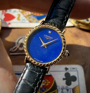1977 Longines Lapis Lazuli diamond dial 9ct gold rope twist ladies watch 8173941 - Picture 1 of 18
