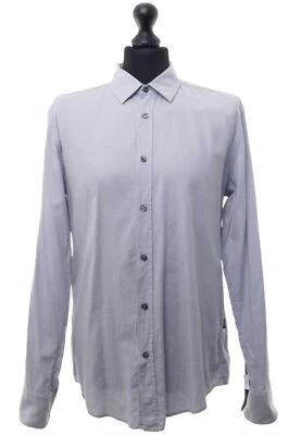 HUGO BOSS Ronny Camicia A Maniche Lunghe L Grigio Chiaro Motivo Slim ÄL:69cm - Immagine 1 di 4