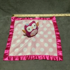 Circo Pink Owl Lovey Plush Security Blanket White Polka Dot Satin Trim - Picture 1 of 4