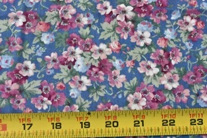 By 1/2 Yd, Vintage, Pink & Green Calico on Blue Cotton, Concord, Kesslers, V80 - Picture 1 of 6