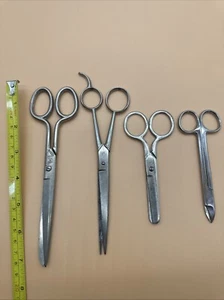Vintage Scissors Lot Of 4 Germany Italy Lacrosse Stainless Steel Forged Hair - Picture 1 of 16