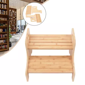 Stool Two Step Bamboo High Bed Steps Adults Stair Ladder Stools Benches Home - Picture 1 of 12