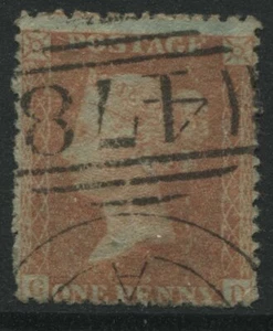 1856 1d Star GC, S.G. 29 struck by a Lowestoft Suffolk sideways numeral 378 (41) - Picture 1 of 1