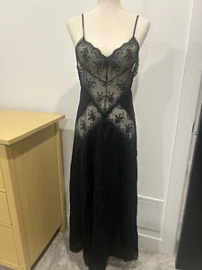 Pandora 70's long Elegant black vintage nightgown negligee lingerie Sexy Med - Picture 1 of 13