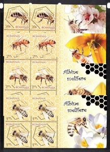 Romania Sc 5145-48a MNH SET of 4 sheets of 2010 - Insects - Bees, Honey - Picture 1 of 1