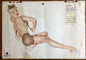 *Vintage* VARGA Pin-up Girl JANUARy 1944 CALENDAR PAGE Blonde Lingerie ESQUIRE - Picture 1 of 1
