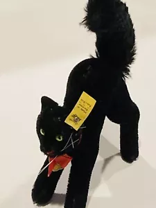 Steiff Black Cat VTG 1950s Germany All Tags 2860.14 Halloween Tomcat Original C9 - Picture 1 of 10