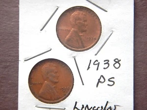 1938 (PS) (2) Lincoln Pennies - Picture 1 of 2