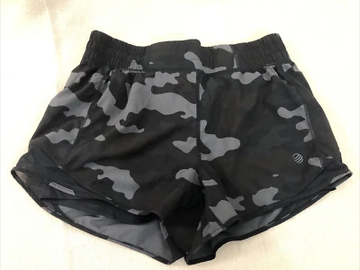 MPG Women's Running Shorts M High Rise Athletic Lined Quick Dry Black Gray Camo - Изображение 1 из 4