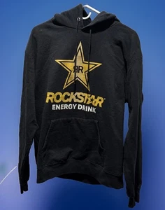 Rockstar Energy Drink Hoodie Mens XL Black Pullover Long Sleeve Center Pocket - Picture 1 of 11