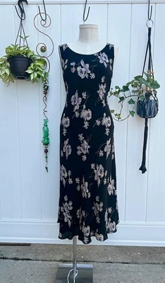 Maxi Vestido Vintage Años 90 Charter Club Floral Jardín Hada Y2K Seda Talla 12 Foto 1 de 4